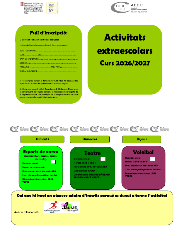 Extraescolars 2026-27